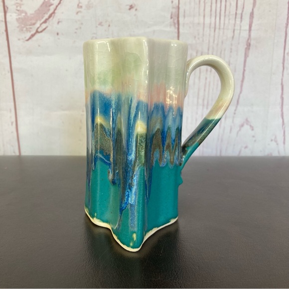 Vintage Other - Texas State Shaped Coffee Cup Mug Drip Glaze Pottery 4.5" Vintage 6oz Wilder ‘96